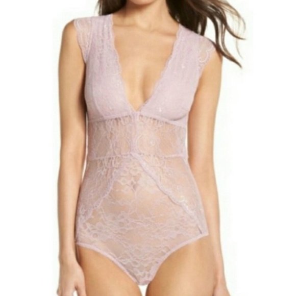 Beautiful Dawn Pink Lace Bodysuits - Picture 1 of 5